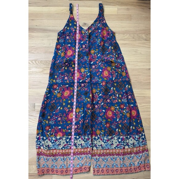 Natural Life Chelsea Wide Leg Jumpsuit Blue Floral Sleeveless Women Medium - Picture 6 of 9